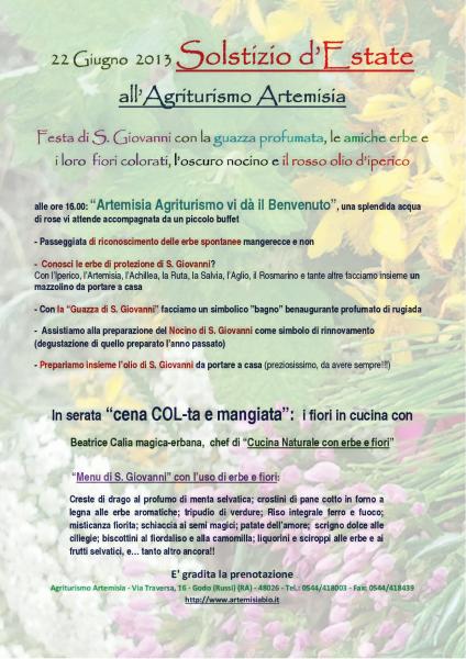 Solstizio d’Estate  all’Agriturismo Artemisia