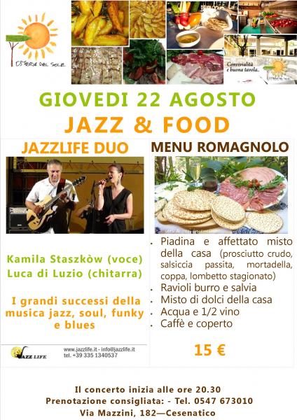 “Cena sotto le stelle” e musica jazz all'Osteria del Sole a Cesenatico
