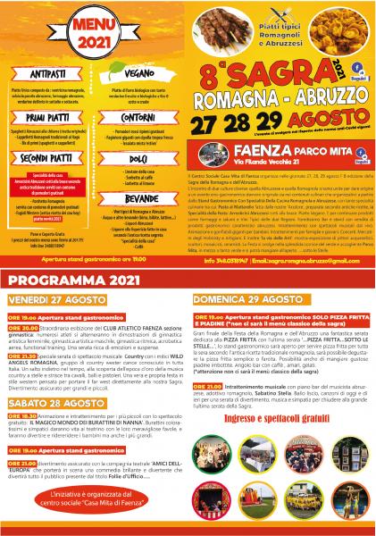 8° sagra della Romagna e dell’Abruzzo 2021   Parco Mita – Via Filanda Vecchia n. 21 – Faenza