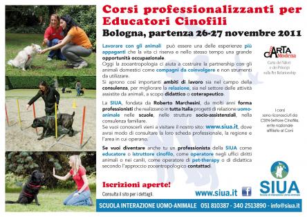 Corso professionalizzante per Educatori Cinofili